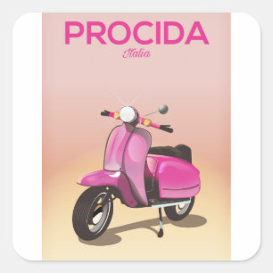 Procida Italy scooter vacation poster Square Sticker