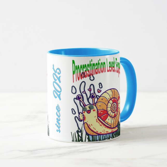 Procrastination Level: Expert – Funny Coffee Mug  (Front Right)