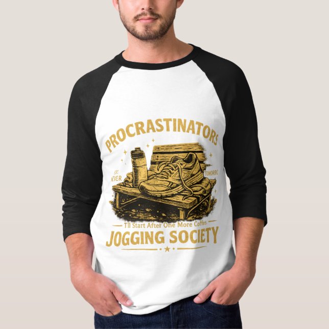Procrastinators Jogging Society Funny Running Tee (Front)
