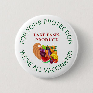 Produce Farmers Market Vaccinated Cornucopia Logo 6 Cm Round Badge