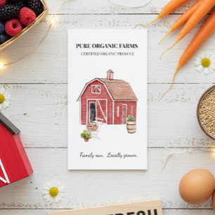 Produce Farming Farm Barn Watercolor  Business Card