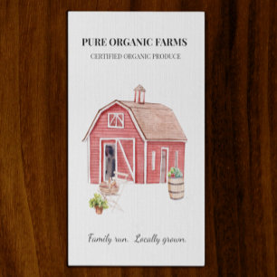 Produce Farming Farm Barn Watercolor  Business Card