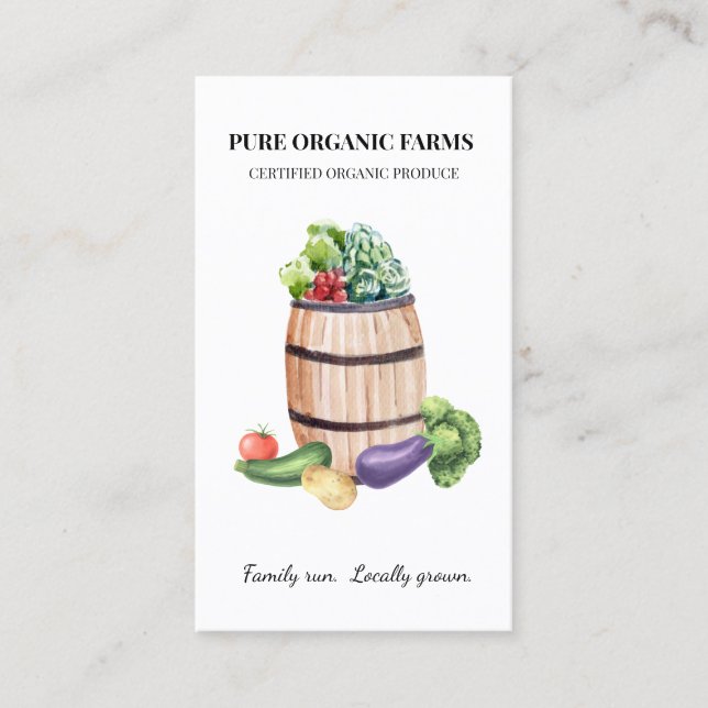 Produce Farming Farm Vegetables Watercolor Business Card (Front)