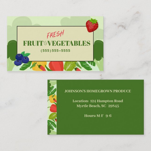 Produce Fruit and Vegetables  Business Card (Front/Back)
