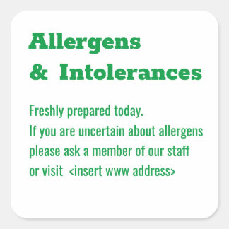 Product Allergy Alert Sticker