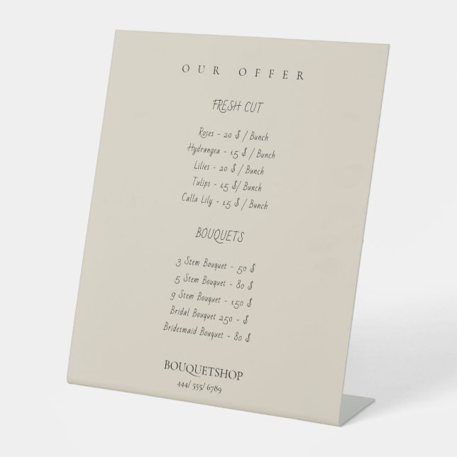 Product and Price List Pedestal Sign (Front)