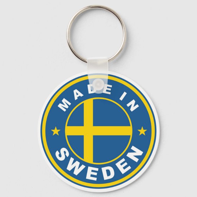 product country flag label made in sweden key ring (Front)