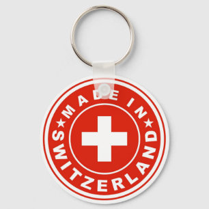 product country flag label made switzerland swiss key ring