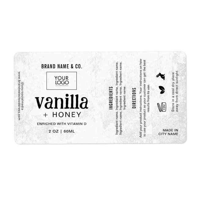  Product Customisable White Rustic Label (Front)