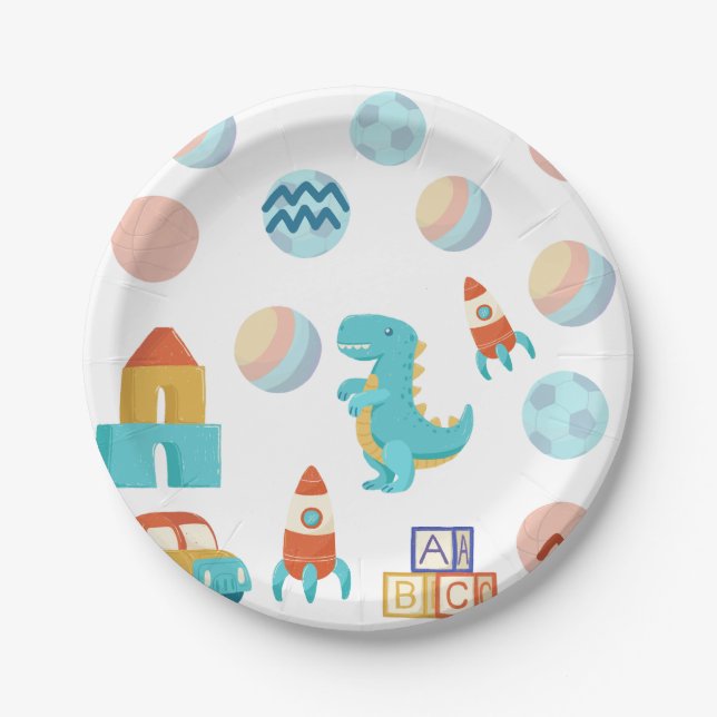 🦕 Product: Dinosaur Birthday Party Paper Plate (Front)