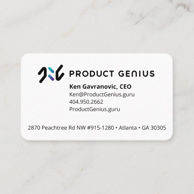 Product Genius Business Card (Front)