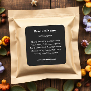 Product Ingredient Label Black