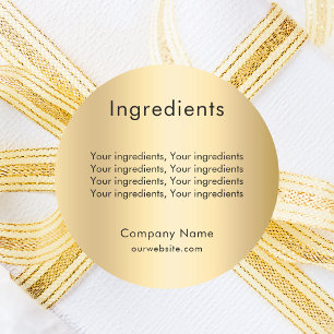 Product ingredient listing gold business label