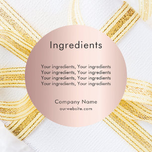 Product ingredient listing rose gold label