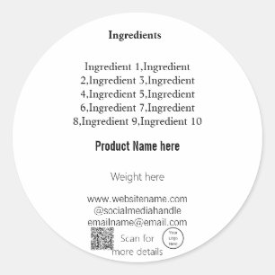 Product ingredients add product name title weight classic round sticker