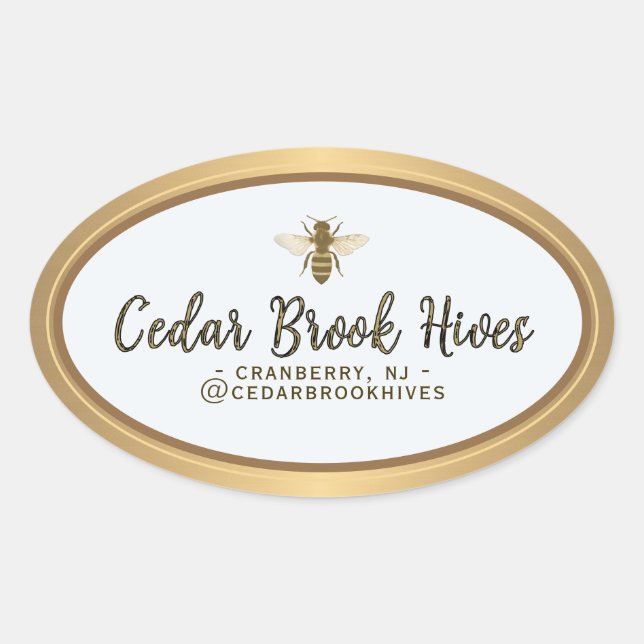 Product label company name, logo & location bee (Front)