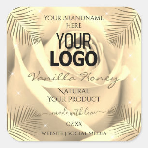 Product Labels Cream Beige Rose Palm Leaves Logo