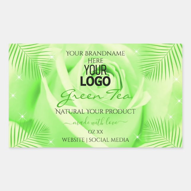 Product Labels Light Green Rose Palm Leaves Logo (Front)