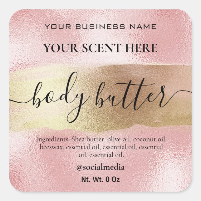 Product Labels Pink And Gold For Bath And Body (Front)