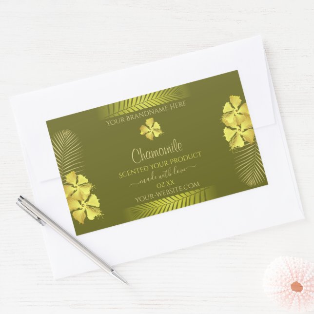 Product Labels Yellow Hawaiian Flowers on Mustard (Envelope)