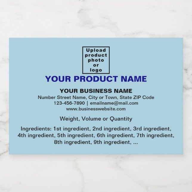 Product Minimal Information, Light Blue Rectangle Food Label (Single Label)
