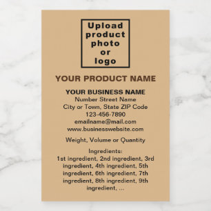 Product Minimal Information, Light Brown Portrait Food Label