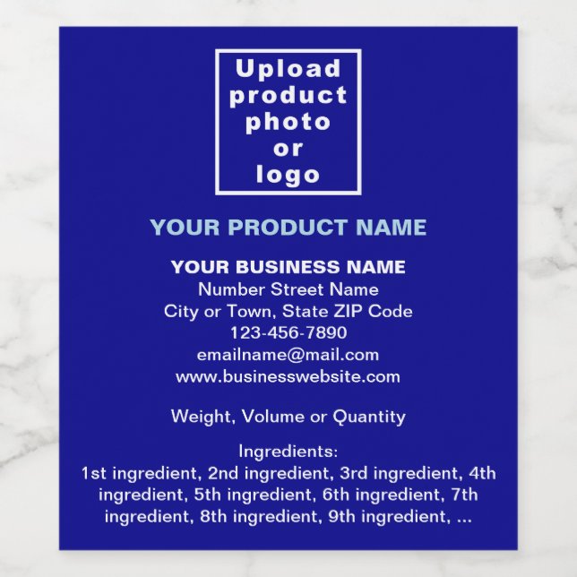 Product Minimal Information on Blue Wine Label (Single Label)