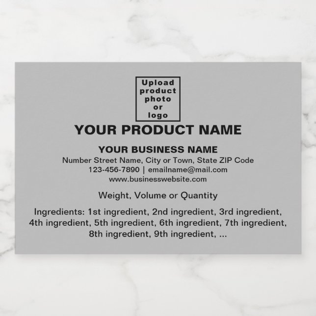 Product Minimal Information on Grey Rectangle Food Label (Single Label)