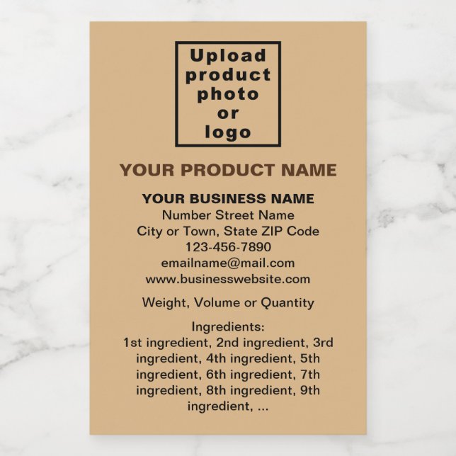Product Minimal Information on Light Brown Small Wine Label (Single Label)