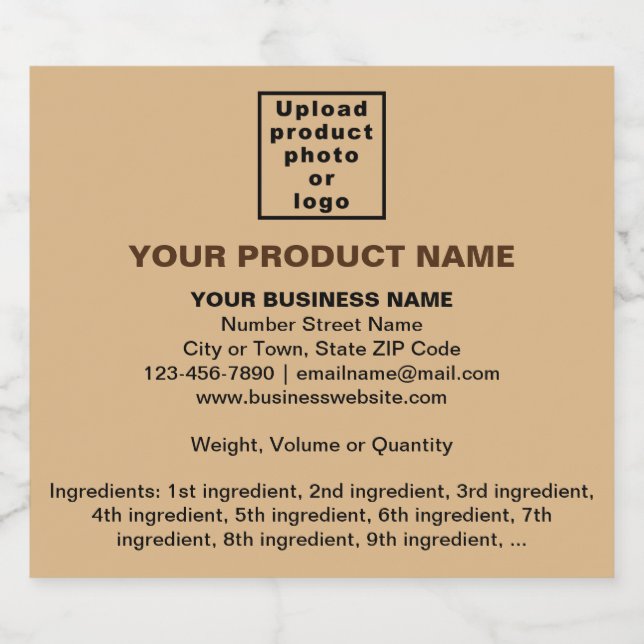 Product Minimal Information on Light Brown Sparkling Wine Label (Single Label)