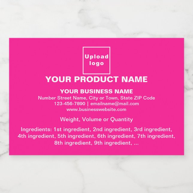 Product Minimal Information on Pink Rectangle Food Label (Single Label)