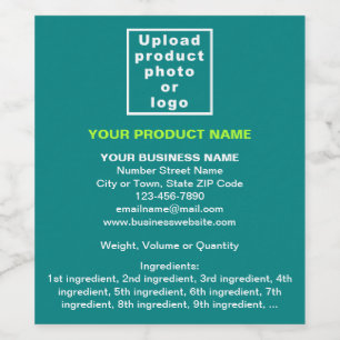 Product Minimal Information on Teal Green Wine Label