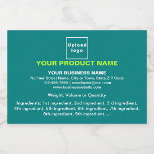Product Minimal Information, Teal Green Rectangle Food Label