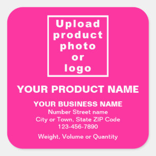 Product Name, Photo and Minimal Texts on Pink Square Sticker