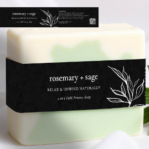Product Packaging Black White Greenery Soap Wrap Invitation Belly Band