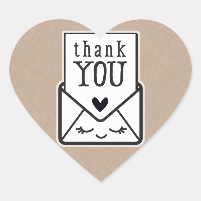 PRODUCT PACKAGING kawaii envelope thank you kraft Heart Sticker (Front)