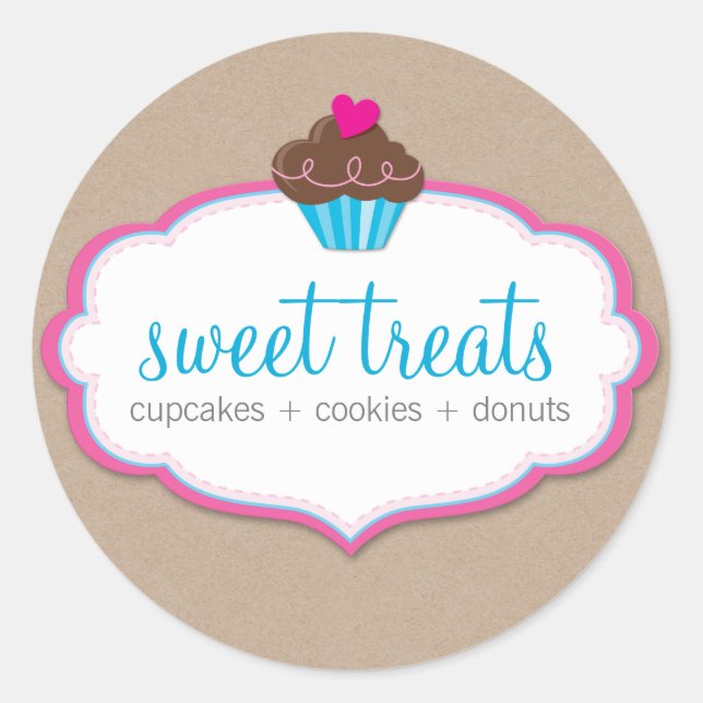 PRODUCT PACKAGING LABEL cute cupcake logo kraft (Front)