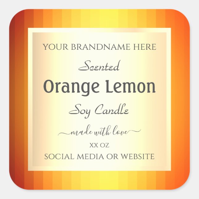 Product Packaging Labels Gold Effect Orange Frame (Front)