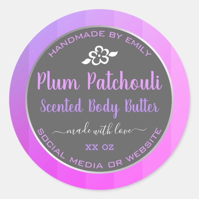 Product Packaging Labels Plum Patchouli Lilac Grey (Front)