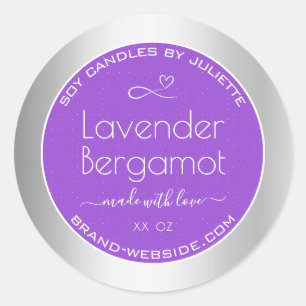 Product Packaging Labels Silver and Purple Colours