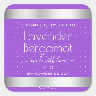 Product Packaging Labels Silver and Purple Colours