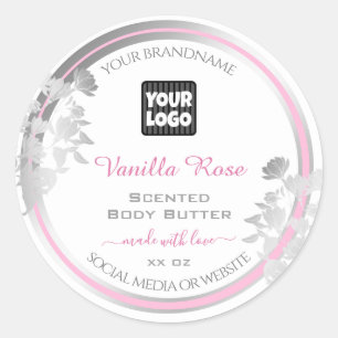 Product Packaging Labels with Logo White Silver