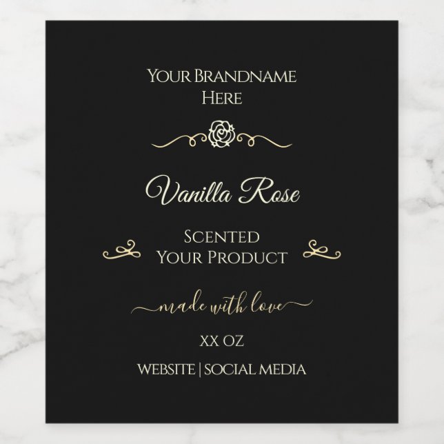 Product Packaging Stickers Black Labels Gold Frame (Single Label)