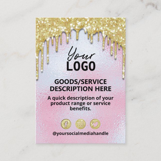 Product Range Ingredients Price Dripping Gold Business Card (Front)