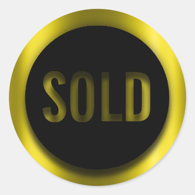 Product Sold Black Yellow Luxury Real Estate Agent Classic Round Sticker (Front)