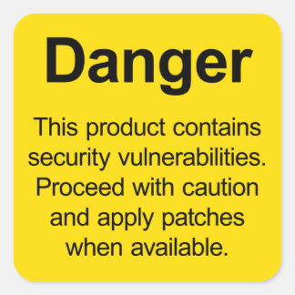 Product vulnerabilities warning sticker