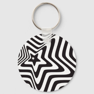 product with black and white star illusion vector key ring