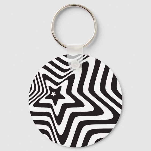 product with black and white star illusion vector key ring (Front)
