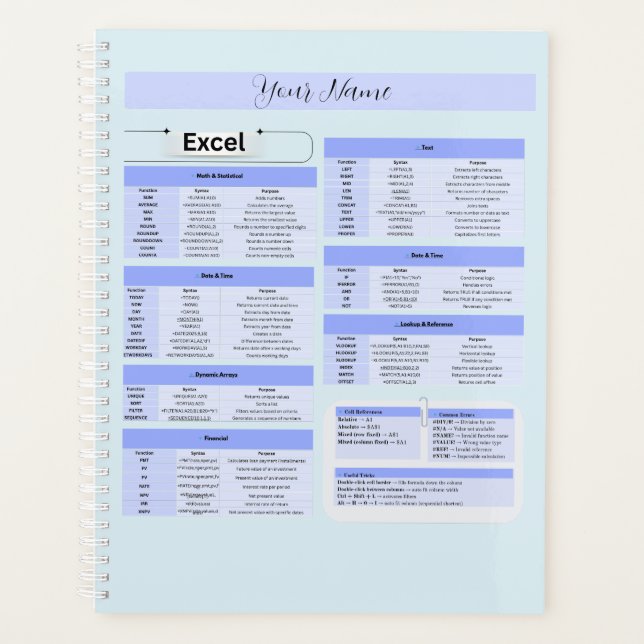 Productivity Mouse Pad – Excel Shortcuts Planner (Front)