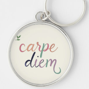 Products featuring a 'carpe diem' design key ring